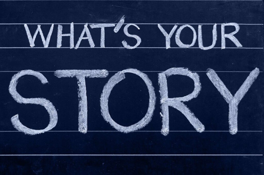 wat is jouw verhaal? krijtbord met de tekst
